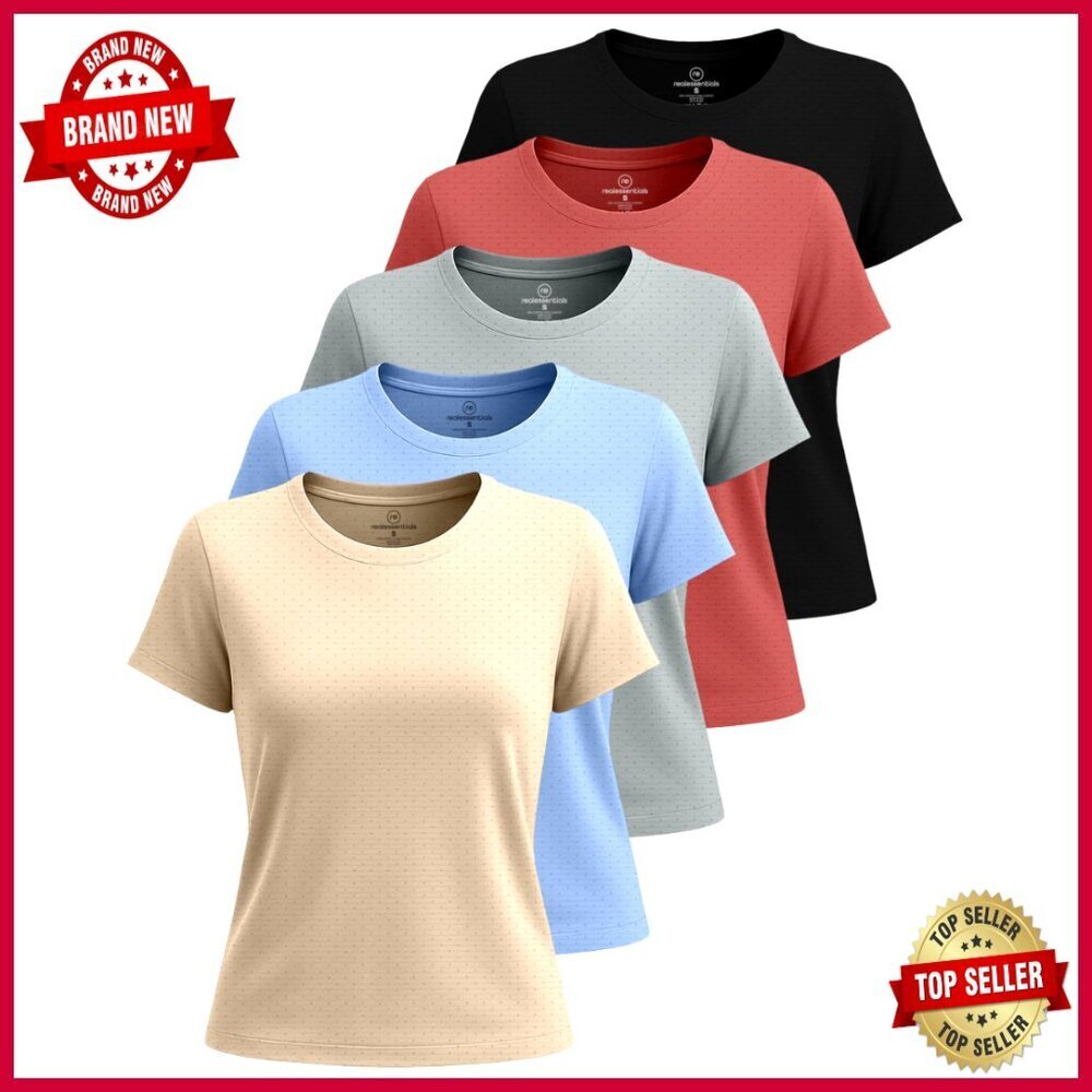 5-Pack Moisture-Wicking Active Tees Plus Size Workout Tops